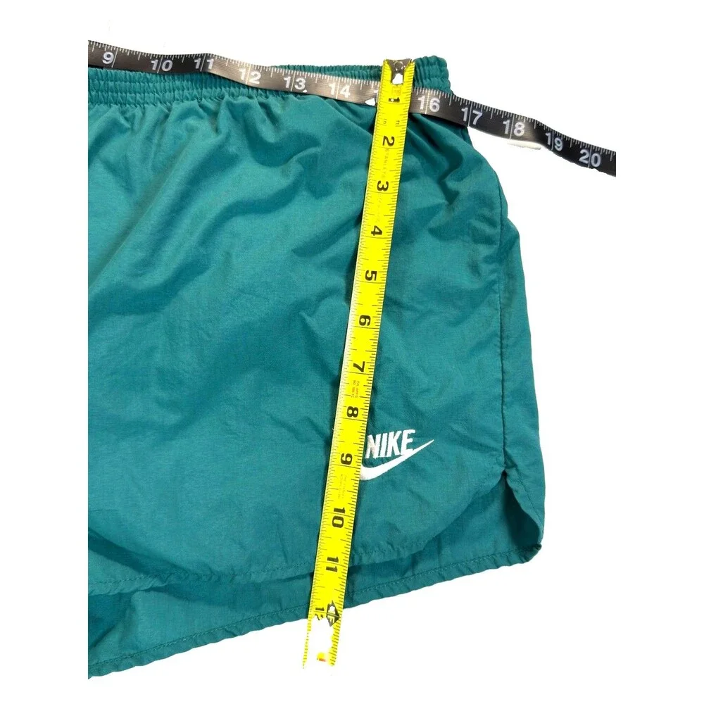 Vintage 90s Nike Challenger Running Shorts Men L Teal Green Nylon Made USA Split